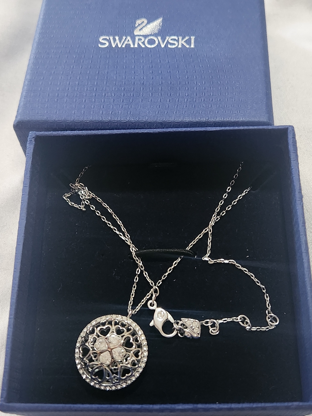 Swarovski Reversible Heart Filgree Hemisphere Necklace In Box-gift Ready - Picture 6 of 8